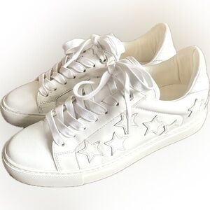 Zadig & Voltaire White Leather Star-Accent Sneakers